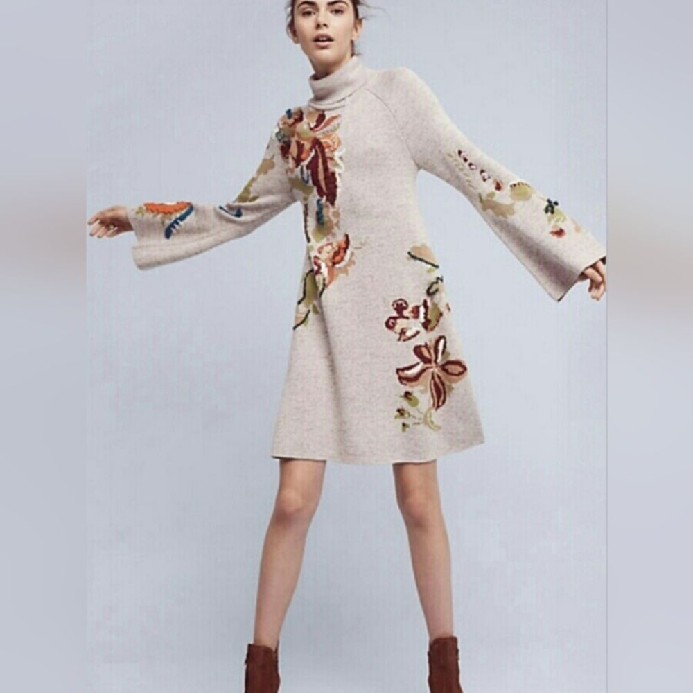 Stunning Anthropologie sweater dress Swing with Petals, new with tags, size M - Picture 10 of 12